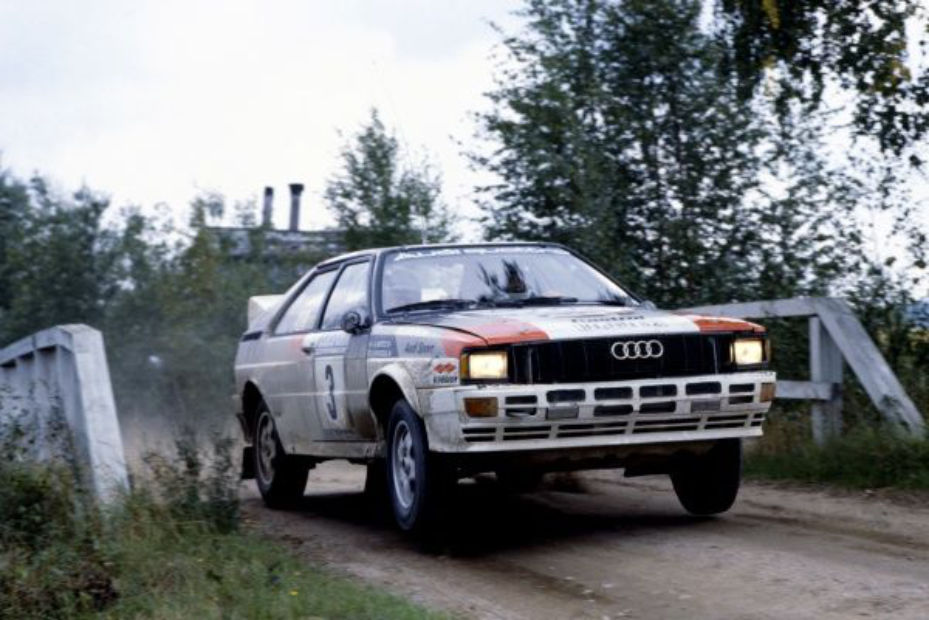 August 1982, Hannu Mikkola took 1st with Stig Blomqvist just behind in 2nd at the 1000 Lakes Rally in Finland.