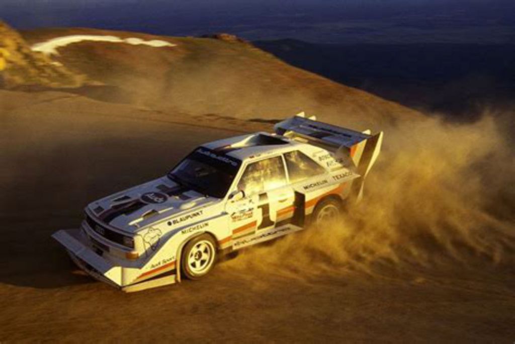 Walter Rohrl wins Pikes Peak with record breaking time in an Audi Sport Quattro S1.